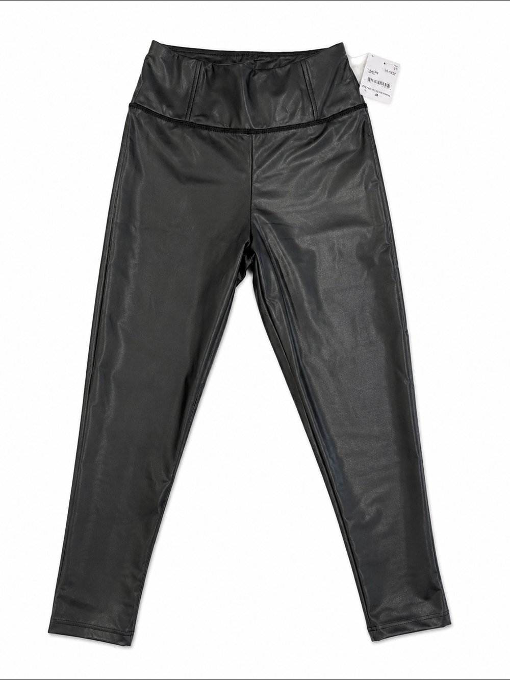 NWT Ookie & Lala Black Faux Leather Fleece Lined High Rise Leggings XS